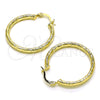 Oro Laminado Medium Hoop, Gold Filled Style Hollow Design, Diamond Cutting Finish, Golden Finish, 02.213.0254.1.30