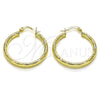 Oro Laminado Medium Hoop, Gold Filled Style Hollow Design, Diamond Cutting Finish, Golden Finish, 02.213.0254.1.30