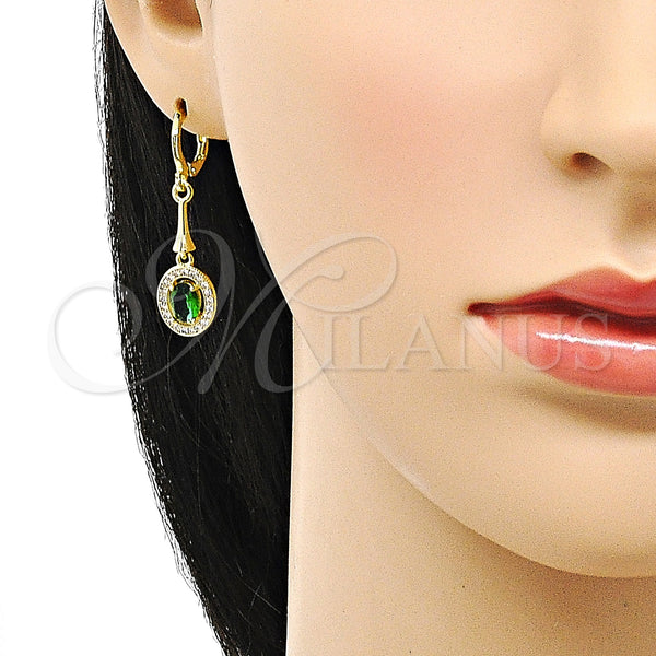 Gold Filled Ring — Earring and Pendant Adult Set with Green Cubic — alternate product view — SKU 150841 | Oro Laminado anillo — Earring and Pendant Adult Set with Green Cubic — SKU 150841