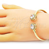 Oro Laminado Individual Bangle, Gold Filled Style with White Cubic Zirconia and White Micro Pave, Polished, Golden Finish, 07.381.0001 (05 MM Thickness, One size fits all)