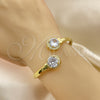 Oro Laminado Individual Bangle, Gold Filled Style with White Cubic Zirconia and White Micro Pave, Polished, Golden Finish, 07.381.0001 (05 MM Thickness, One size fits all)
