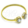 Oro Laminado Individual Bangle, Gold Filled Style with White Cubic Zirconia and White Micro Pave, Polished, Golden Finish, 07.381.0001 (05 MM Thickness, One size fits all)