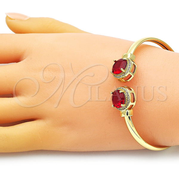 Gold Filled Jewelry — Individual Bangle with Garnet Cubic Zirconia and White — alternate product view — SKU 150856 | Oro Laminado joyería — Individual Bangle with Garnet Cubic Zirconia and blanco — SKU 150856