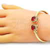 Oro Laminado Individual Bangle, Gold Filled Style with Garnet Cubic Zirconia and White Micro Pave, Polished, Golden Finish, 07.381.0001.1 (05 MM Thickness, One size fits all)