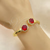 Oro Laminado Individual Bangle, Gold Filled Style with Garnet Cubic Zirconia and White Micro Pave, Polished, Golden Finish, 07.381.0001.1 (05 MM Thickness, One size fits all)