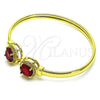 Oro Laminado Individual Bangle, Gold Filled Style with Garnet Cubic Zirconia and White Micro Pave, Polished, Golden Finish, 07.381.0001.1 (05 MM Thickness, One size fits all)