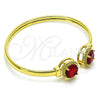 Oro Laminado Individual Bangle, Gold Filled Style with Garnet Cubic Zirconia and White Micro Pave, Polished, Golden Finish, 07.381.0001.1 (05 MM Thickness, One size fits all)
