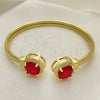 Oro Laminado Individual Bangle, Gold Filled Style with Garnet Cubic Zirconia and White Micro Pave, Polished, Golden Finish, 07.381.0001.1 (05 MM Thickness, One size fits all)