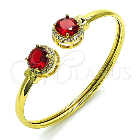 Oro Laminado Individual Bangle, Gold Filled Style with Garnet Cubic Zirconia and White Micro Pave, Polished, Golden Finish, 07.381.0001.1 (05 MM Thickness, One size fits all)