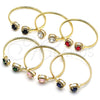Oro Laminado Individual Bangle, Gold Filled Style with Garnet Cubic Zirconia and White Micro Pave, Polished, Golden Finish, 07.381.0001.1 (05 MM Thickness, One size fits all)