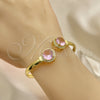 Oro Laminado Individual Bangle, Gold Filled Style with Pink Cubic Zirconia and White Micro Pave, Polished, Golden Finish, 07.381.0001.2 (05 MM Thickness, One size fits all)