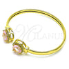 Oro Laminado Individual Bangle, Gold Filled Style with Pink Cubic Zirconia and White Micro Pave, Polished, Golden Finish, 07.381.0001.2 (05 MM Thickness, One size fits all)