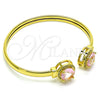 Oro Laminado Individual Bangle, Gold Filled Style with Pink Cubic Zirconia and White Micro Pave, Polished, Golden Finish, 07.381.0001.2 (05 MM Thickness, One size fits all)