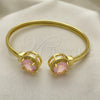 Oro Laminado Individual Bangle, Gold Filled Style with Pink Cubic Zirconia and White Micro Pave, Polished, Golden Finish, 07.381.0001.2 (05 MM Thickness, One size fits all)