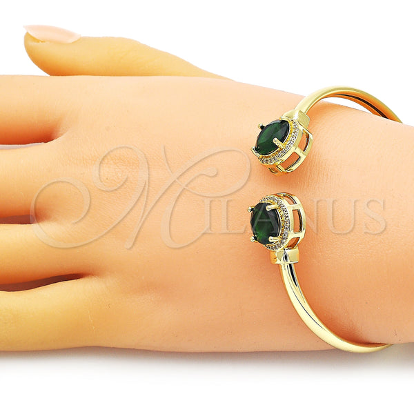 Gold Filled Jewelry — Individual Bangle with Green Cubic Zirconia and White — alternate product view — SKU 150858 | Oro Laminado joyería — Individual Bangle with Green Cubic Zirconia and blanco — SKU 150858