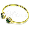 Oro Laminado Individual Bangle, Gold Filled Style with Green Cubic Zirconia and White Micro Pave, Polished, Golden Finish, 07.381.0001.3 (05 MM Thickness, One size fits all)