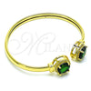 Oro Laminado Individual Bangle, Gold Filled Style with Green Cubic Zirconia and White Micro Pave, Polished, Golden Finish, 07.381.0001.3 (05 MM Thickness, One size fits all)
