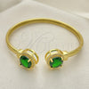 Oro Laminado Individual Bangle, Gold Filled Style with Green Cubic Zirconia and White Micro Pave, Polished, Golden Finish, 07.381.0001.3 (05 MM Thickness, One size fits all)