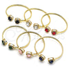 Oro Laminado Individual Bangle, Gold Filled Style with Green Cubic Zirconia and White Micro Pave, Polished, Golden Finish, 07.381.0001.3 (05 MM Thickness, One size fits all)