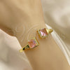 Oro Laminado Individual Bangle, Gold Filled Style with Pink Cubic Zirconia and White Micro Pave, Polished, Golden Finish, 07.381.0002.2 (05 MM Thickness, One size fits all)
