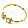 Oro Laminado Individual Bangle, Gold Filled Style with Pink Cubic Zirconia and White Micro Pave, Polished, Golden Finish, 07.381.0002.2 (05 MM Thickness, One size fits all)