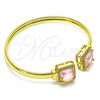 Oro Laminado Individual Bangle, Gold Filled Style with Pink Cubic Zirconia and White Micro Pave, Polished, Golden Finish, 07.381.0002.2 (05 MM Thickness, One size fits all)