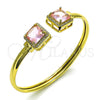 Oro Laminado Individual Bangle, Gold Filled Style with Pink Cubic Zirconia and White Micro Pave, Polished, Golden Finish, 07.381.0002.2 (05 MM Thickness, One size fits all)