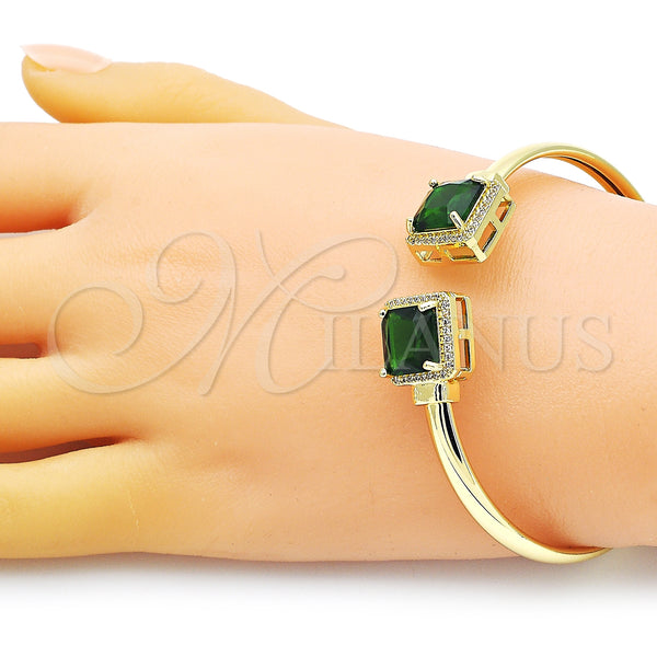 Gold Filled Jewelry — Individual Bangle with Green Cubic Zirconia and White — alternate product view — SKU 150864 | Oro Laminado joyería — Individual Bangle with Green Cubic Zirconia and blanco — SKU 150864