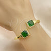 Oro Laminado Individual Bangle, Gold Filled Style with Green Cubic Zirconia and White Micro Pave, Polished, Golden Finish, 07.381.0002.3 (05 MM Thickness, One size fits all)