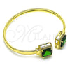 Oro Laminado Individual Bangle, Gold Filled Style with Green Cubic Zirconia and White Micro Pave, Polished, Golden Finish, 07.381.0002.3 (05 MM Thickness, One size fits all)