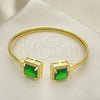 Oro Laminado Individual Bangle, Gold Filled Style with Green Cubic Zirconia and White Micro Pave, Polished, Golden Finish, 07.381.0002.3 (05 MM Thickness, One size fits all)