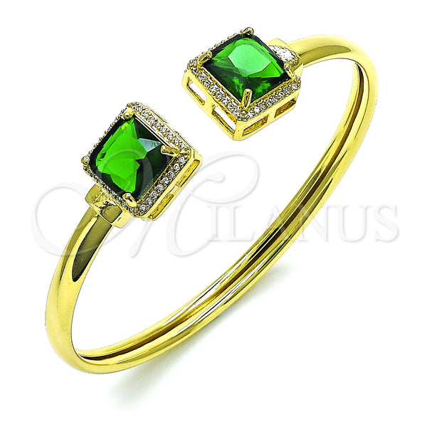 Gold Filled Jewelry — Individual Bangle with Green Cubic Zirconia and White — main product view — SKU 150864 | Oro Laminado joyería — Individual Bangle with Green Cubic Zirconia and blanco — SKU 150864