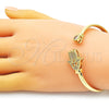 Oro Laminado Individual Bangle, Gold Filled Style Hand of God Design, with White and Black Micro Pave, Polished, Golden Finish, 07.381.0008 (05 MM Thickness, One size fits all)