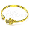 Oro Laminado Individual Bangle, Gold Filled Style Hand of God Design, with White and Black Micro Pave, Polished, Golden Finish, 07.381.0008 (05 MM Thickness, One size fits all)