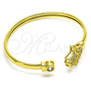 Oro Laminado Individual Bangle, Gold Filled Style Hand of God Design, with White and Black Micro Pave, Polished, Golden Finish, 07.381.0008 (05 MM Thickness, One size fits all)