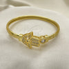 Oro Laminado Individual Bangle, Gold Filled Style Hand of God Design, with White and Black Micro Pave, Polished, Golden Finish, 07.381.0008 (05 MM Thickness, One size fits all)
