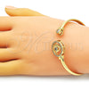 Oro Laminado Individual Bangle, Gold Filled Style Evil Eye Design, with White and Black Micro Pave, Polished, Golden Finish, 07.381.0010 (05 MM Thickness, One size fits all)