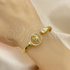 Oro Laminado Individual Bangle, Gold Filled Style Evil Eye Design, with White and Black Micro Pave, Polished, Golden Finish, 07.381.0010 (05 MM Thickness, One size fits all)