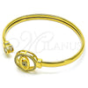 Oro Laminado Individual Bangle, Gold Filled Style Evil Eye Design, with White and Black Micro Pave, Polished, Golden Finish, 07.381.0010 (05 MM Thickness, One size fits all)