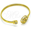 Oro Laminado Individual Bangle, Gold Filled Style Evil Eye Design, with White and Black Micro Pave, Polished, Golden Finish, 07.381.0010 (05 MM Thickness, One size fits all)