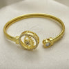 Oro Laminado Individual Bangle, Gold Filled Style Evil Eye Design, with White and Black Micro Pave, Polished, Golden Finish, 07.381.0010 (05 MM Thickness, One size fits all)