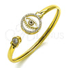 Oro Laminado Individual Bangle, Gold Filled Style Evil Eye Design, with White and Black Micro Pave, Polished, Golden Finish, 07.381.0010 (05 MM Thickness, One size fits all)