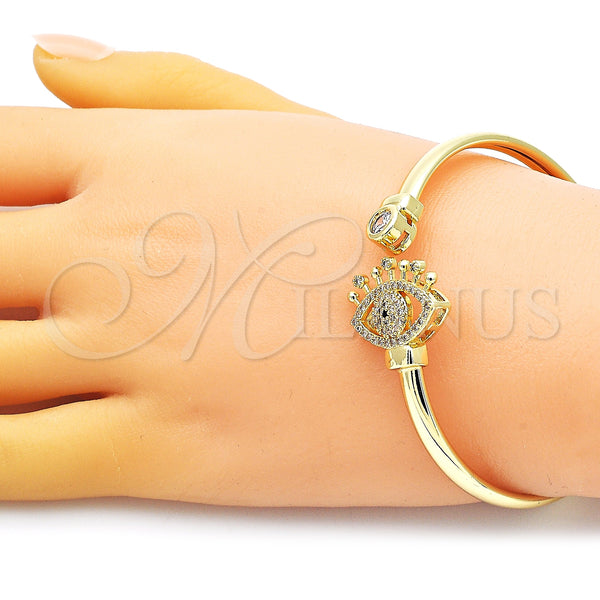Gold Filled Jewelry — Individual Bangle Evil Eye Design with White and — alternate product view — SKU 150878 | Oro Laminado joyería — Individual Bangle Evil Eye diseño with blanco and — SKU 150878