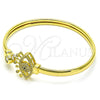 Oro Laminado Individual Bangle, Gold Filled Style Evil Eye Design, with White and Black Micro Pave, Polished, Golden Finish, 07.381.0012 (05 MM Thickness, One size fits all)
