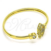 Oro Laminado Individual Bangle, Gold Filled Style Evil Eye Design, with White and Black Micro Pave, Polished, Golden Finish, 07.381.0012 (05 MM Thickness, One size fits all)