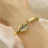 Oro Laminado Individual Bangle, Gold Filled Style Hand of God Design, with White Micro Pave and White Cubic Zirconia, Polished, Golden Finish, 07.381.0017 (05 MM Thickness, One size fits all)