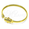Oro Laminado Individual Bangle, Gold Filled Style Hand of God Design, with White Micro Pave and White Cubic Zirconia, Polished, Golden Finish, 07.381.0017 (05 MM Thickness, One size fits all)