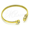 Oro Laminado Individual Bangle, Gold Filled Style Hand of God Design, with White Micro Pave and White Cubic Zirconia, Polished, Golden Finish, 07.381.0017 (05 MM Thickness, One size fits all)