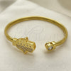 Oro Laminado Individual Bangle, Gold Filled Style Hand of God Design, with White Micro Pave and White Cubic Zirconia, Polished, Golden Finish, 07.381.0017 (05 MM Thickness, One size fits all)