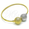 Oro Laminado Individual Bangle, Gold Filled Style Ball Design, Matte Finish, Two Tone, 07.383.0001 (05 MM Thickness, One size fits all)